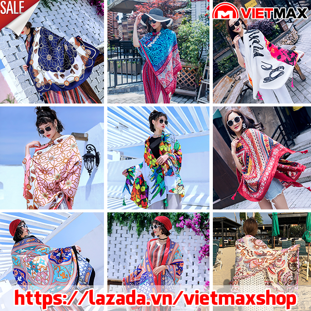 Khăn Choàng Boho Họa Tiết Thổ Cẩm Phong Cách Vintage Du Lịch Kích Thước 100x180 cm