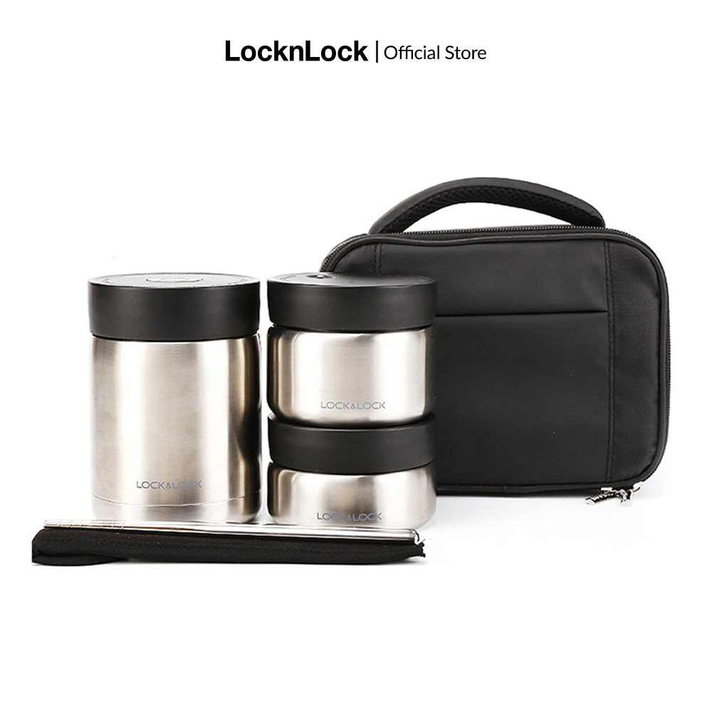 Bộ hộp cơm giữ nhiệt Lock&Lock bằng thép không gỉ LHC8031SLV thiết kể nhỏ gọn đẹp mắt giữ nhiệt lâu