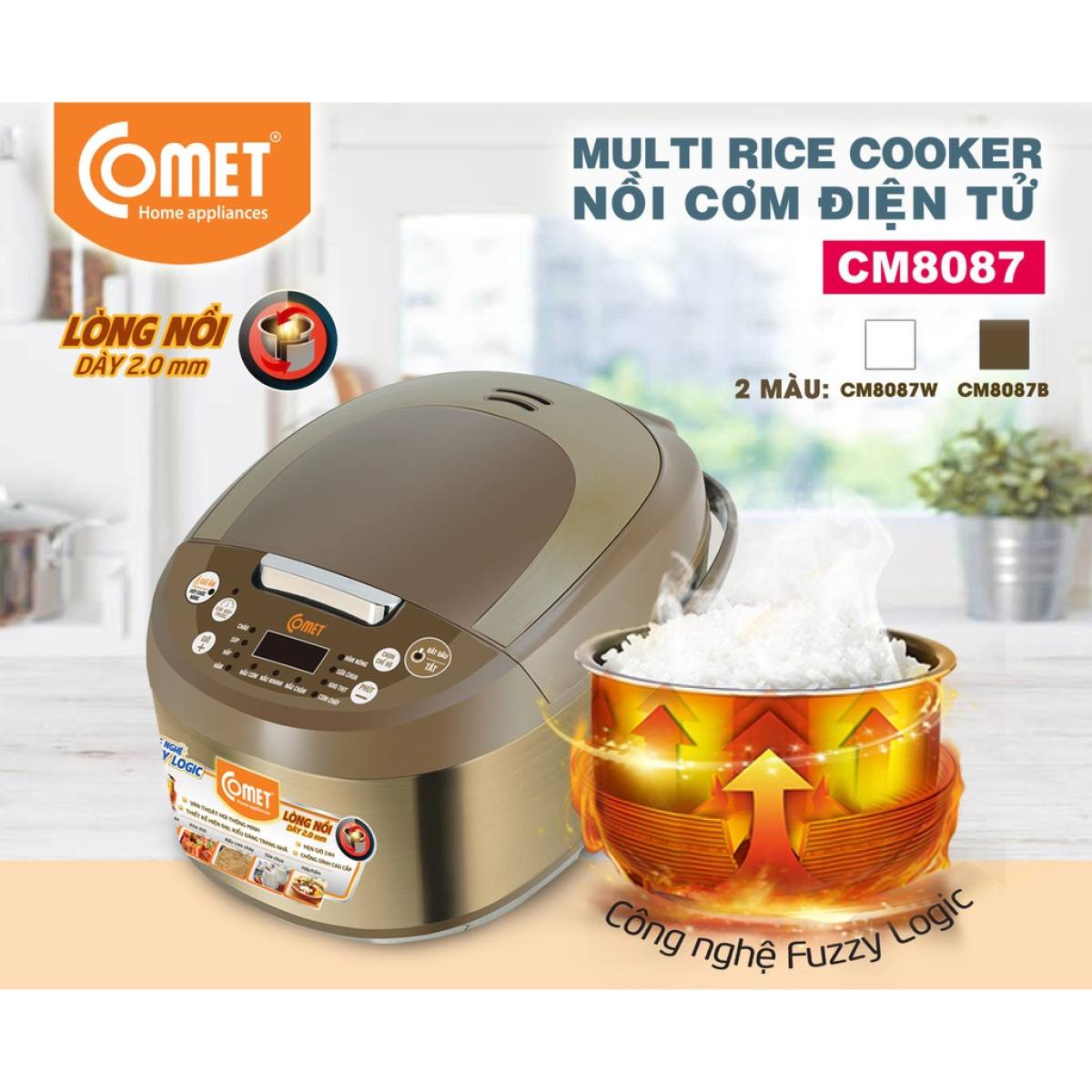 Nồi cơm điện tử comet cm8087 - 1.8 lít, nồi cơm điện comet nhật bản cao cấp. đa chức năng có thể nấu , sữa chua...súp, cơm