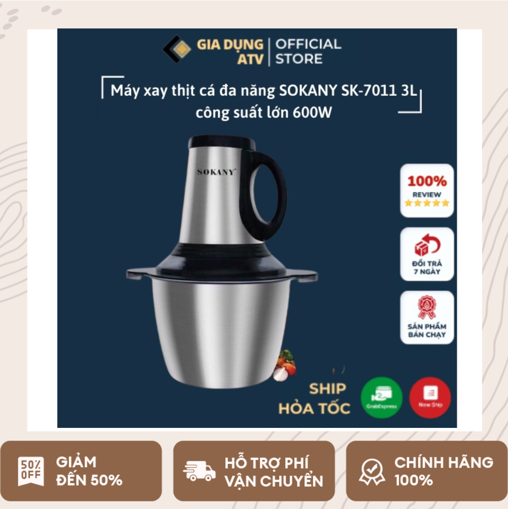 Máy xay thịt , máy xay thịt đa năng , máy xay thịt mini , máy xay thịt cầm tay , máy xay thịt công suất cao , máy xay thịt công nghiệp Sokany 4 lưỡi , cối 3L Inox 304 công suất lớn 600w Hàng chính hãng BH 12 tháng