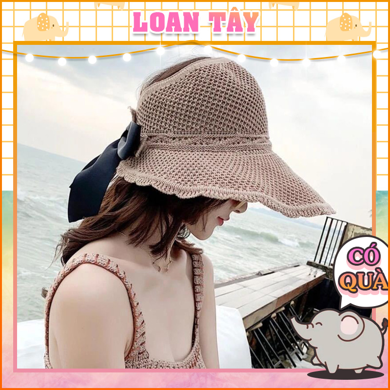 Nón vành rộng hở đầu phối nơ l1678 - loantay
