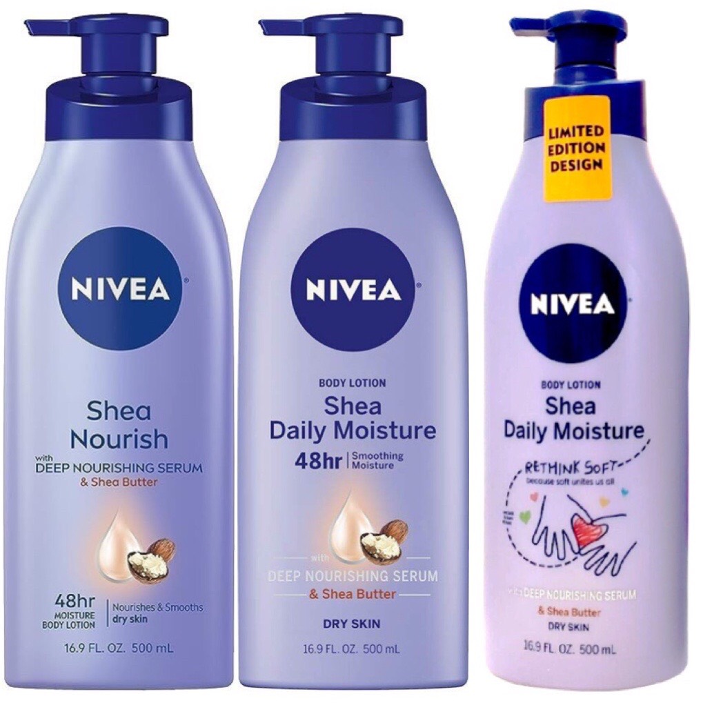 Dưỡng thể giữ ẩm da 48h NIVEA Shea Daily Moisture / Shea Nourish /Shea Daily Moisture limited Body Lotion 48 Hour Moisture For Dry Skin 500ml (Mỹ)
