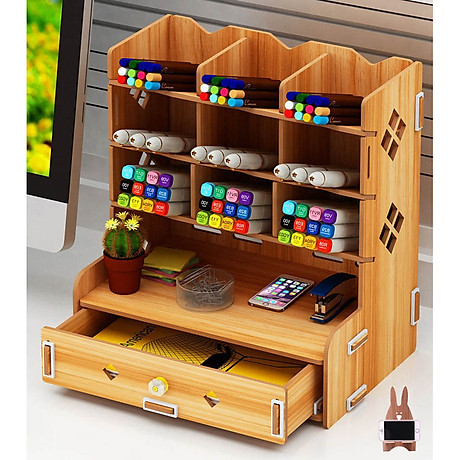HỘP ĐỰNG BÚT VIẾT BẰNG GỖ HỘP ĐỰNG BÚT CHIA BÚT NHIỀU NGĂN - KỆ GỖ ĐỂ BÀN LÀM VIỆC VĂN PHÒNG - KỆ GỖ ĐỂ BÚT VĂN PHÒNG PHẨM ĐA NĂNG 5 TẦNG 13 NGĂN MINI