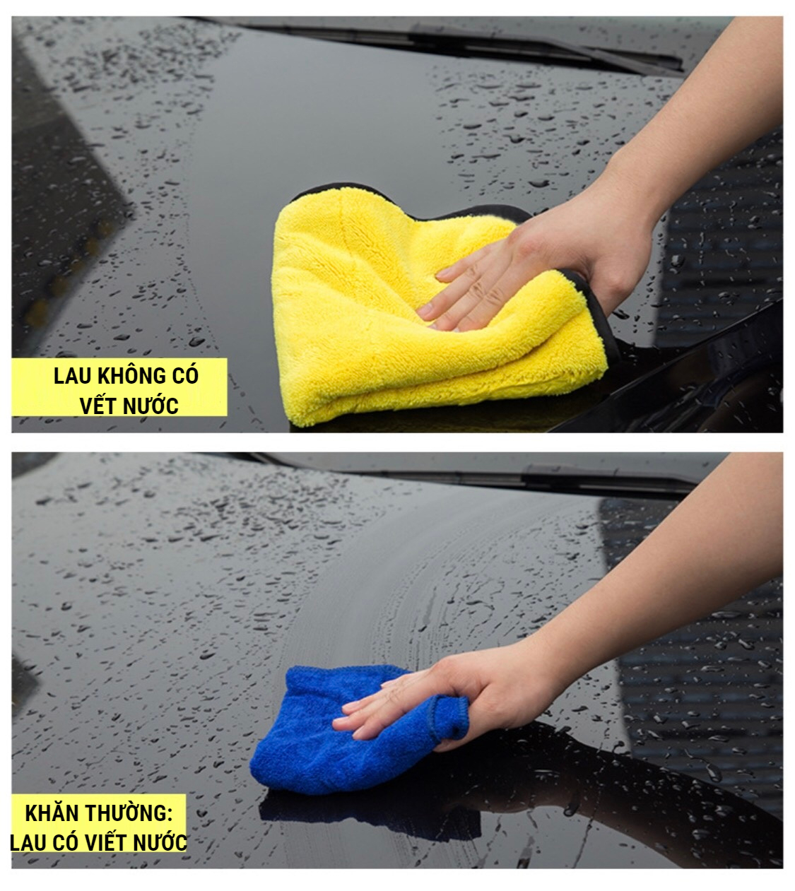 Khăn lau ô tô, xe hơi MICROFIBER 2 mặt cao cấp siêu sạch siêu thấm hút