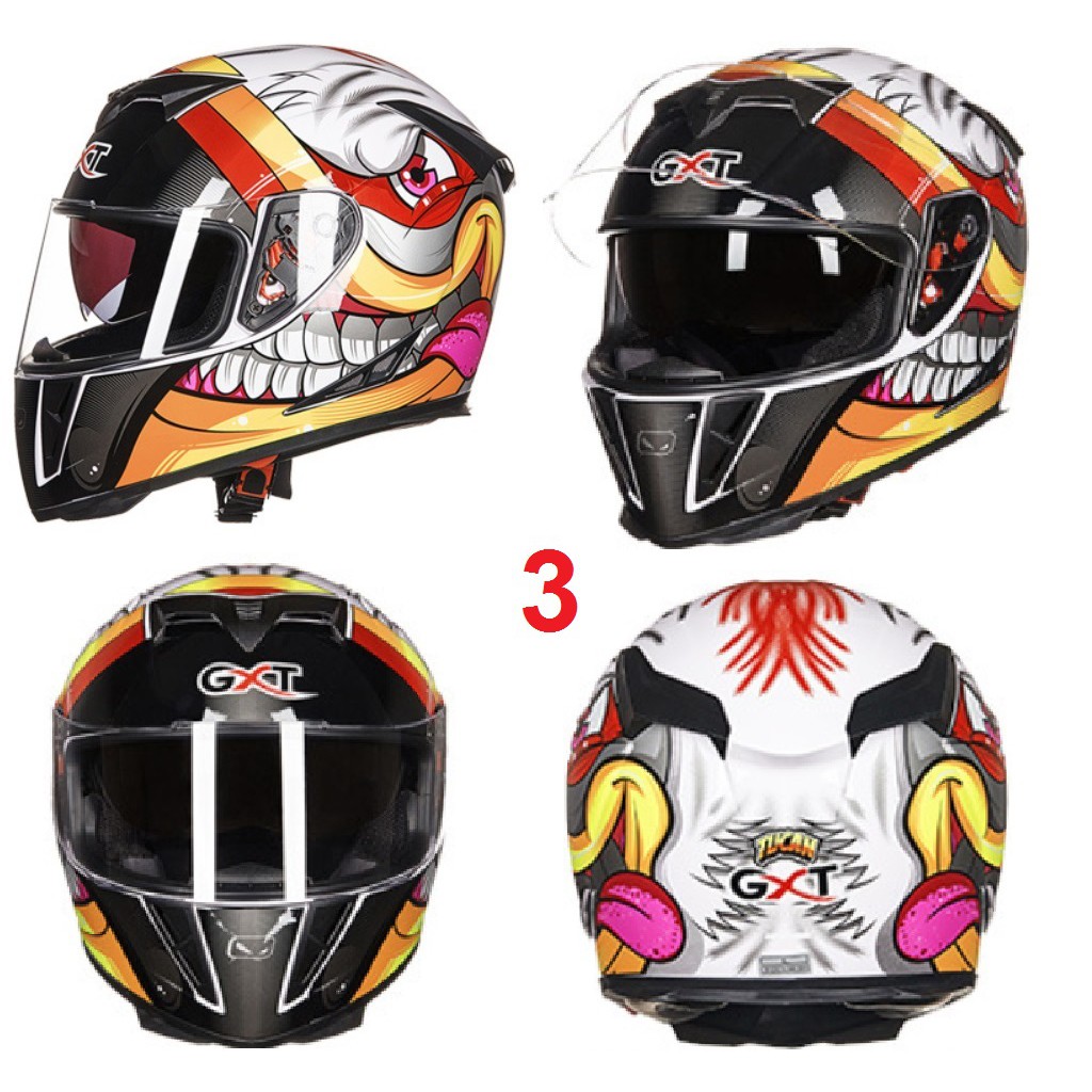 Mũ bảo hiểm fullface cao cấp GXT kính tem Tucan trắng Size M