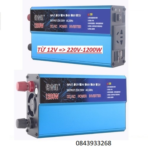 Bộ nguồn điện 12v lên 220v công suất 1200w