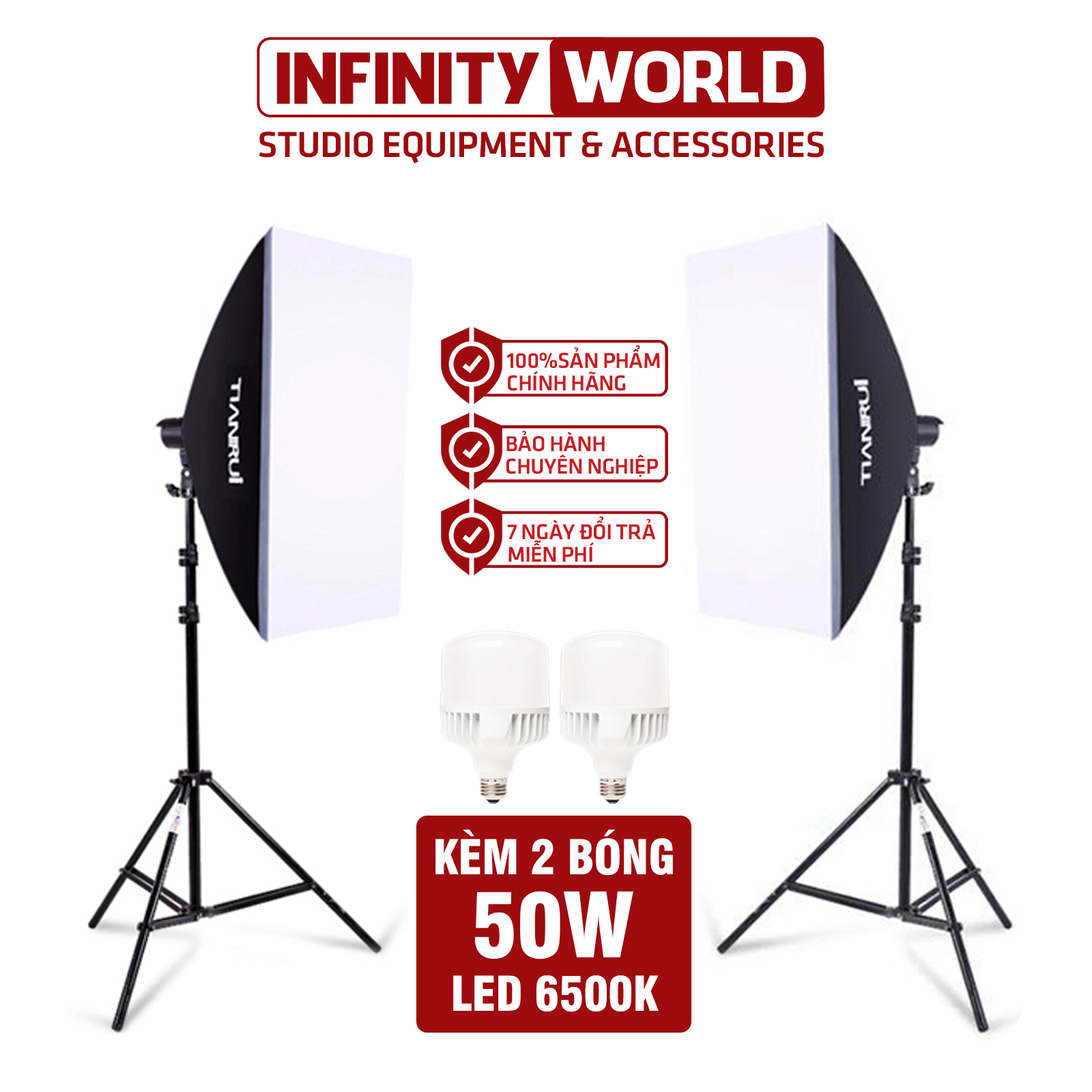 Set 2 đèn chụp sản phẩm TIANRUI (Kèm 2 đèn led siêu sáng tùy chọn công suất)