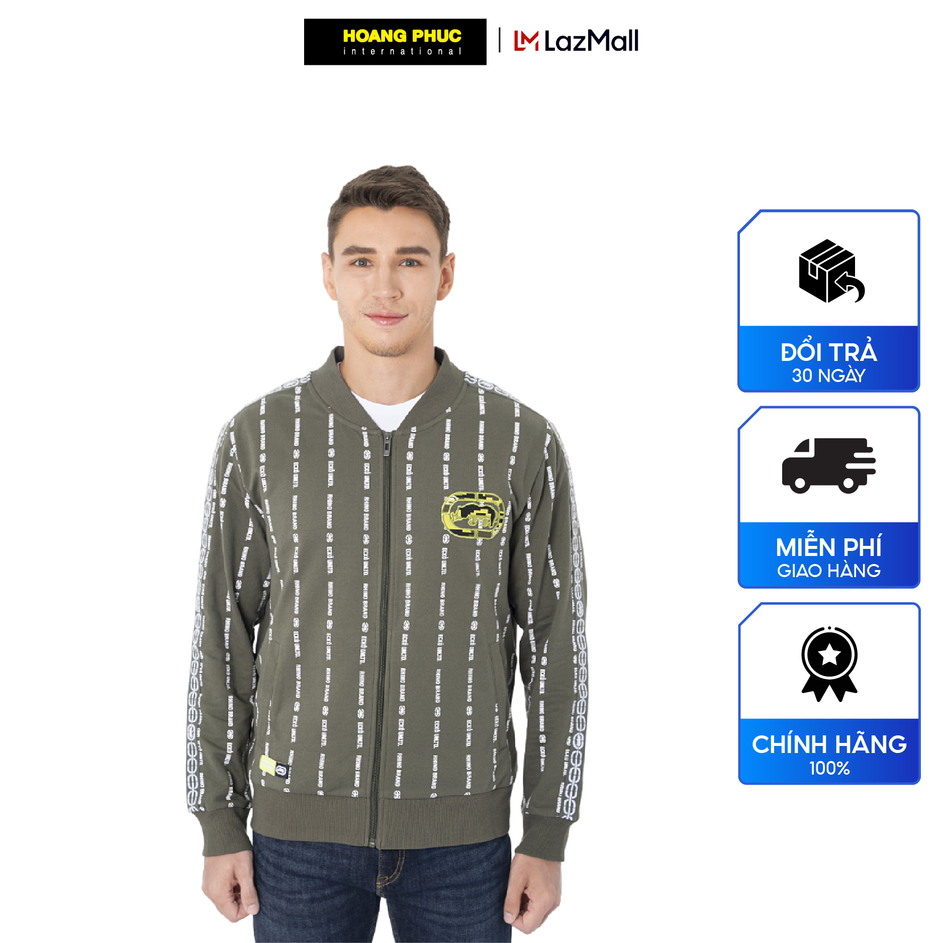 Áo khoác nam ECKO UNLTD sọc trắng cá tính, hiện đại IF22-33103