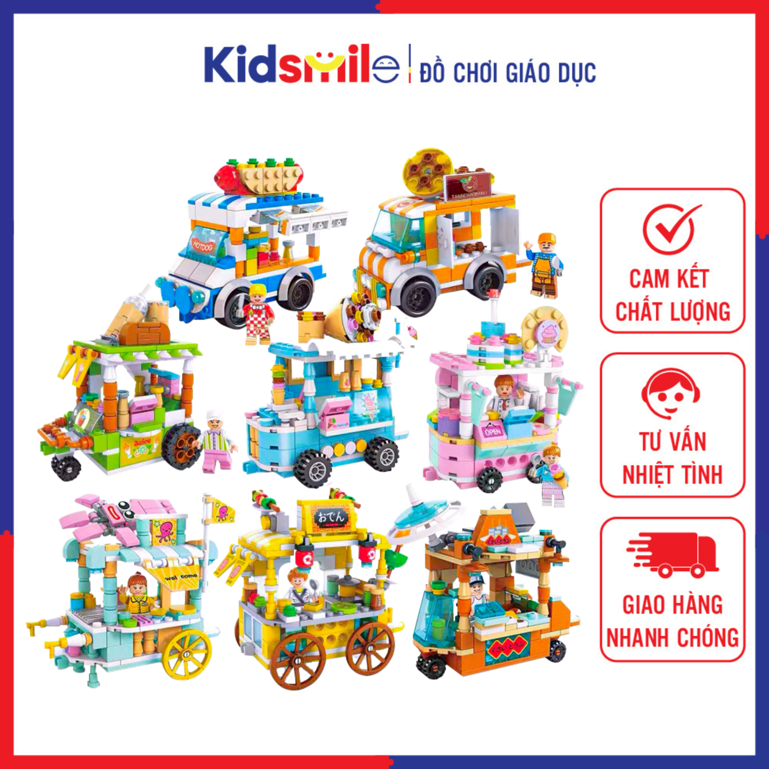 ( 1 XE LẺ ) Đồ chơi trẻ em lắp ráp 157 đến 189 chi tiết các loại xe bán đồ ăn nhựa ABS cao cấp cho bé từ 5 tuổi trở lên phát triển trí thông minh và khả năng tư duy logic