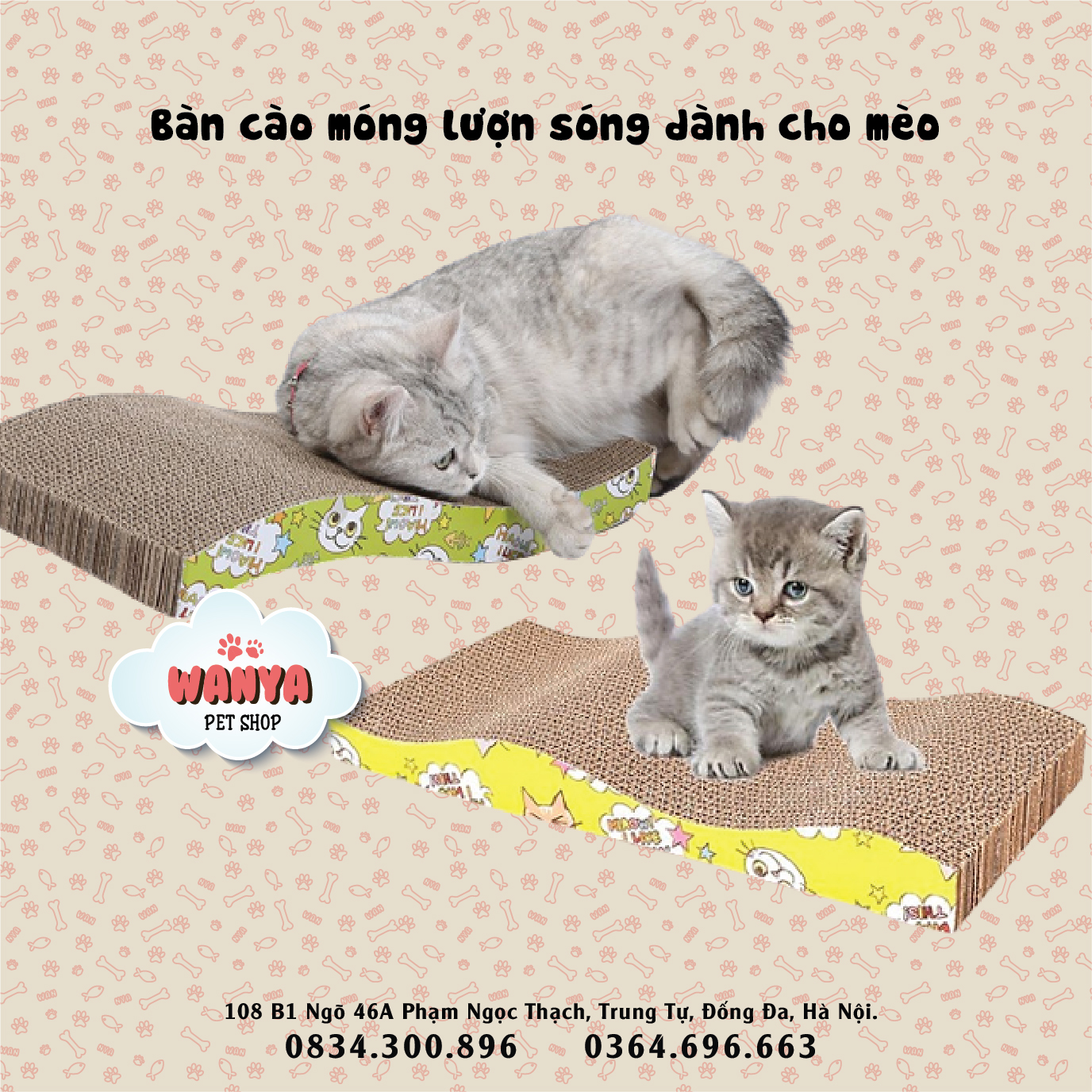 Bàn cào móng lượn sóng cho mèo - đồ chơi cào móng cho thú cưng | Wanya pet shop