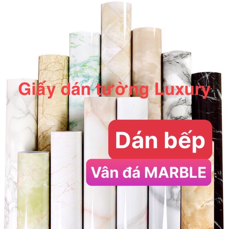 Giấy dán tường 5Mx60CM Giấy dán bếp vân đá MARBLE TRÁNG NHÔM-CHỐNG CHÁY Dán bề mặt bếp chống dầu mỡ vệ sinh dễ dàng