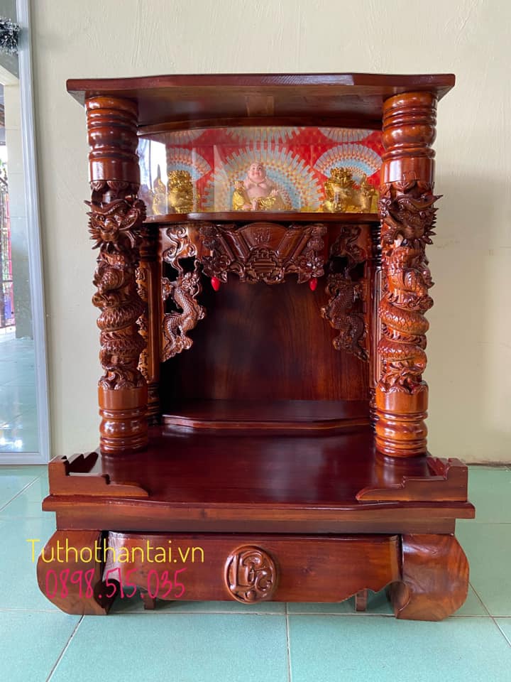 Bàn thờ thần tài ông địa mẫu Rồng Cuộn cao cấp, có hộp đèn 80 x 68 x 107CM