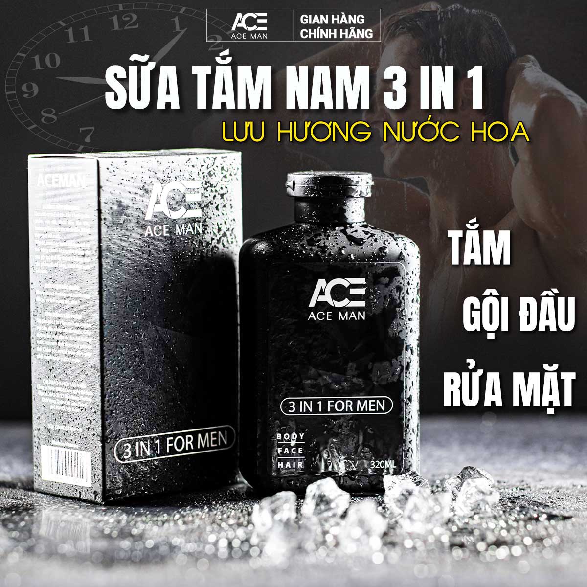 Sữa tắm gội toàn thân 3 in 1 aceman 320 ml cho nam giới