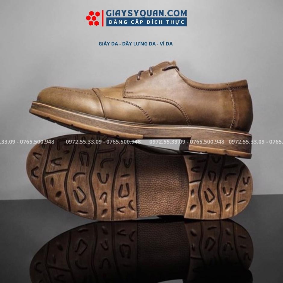 Giày da bò sáp cao cấp - chất liệu da bò sáp cao cấp, đế cao su siêu đàn hồi bao êm ái - mã d26 - nâu