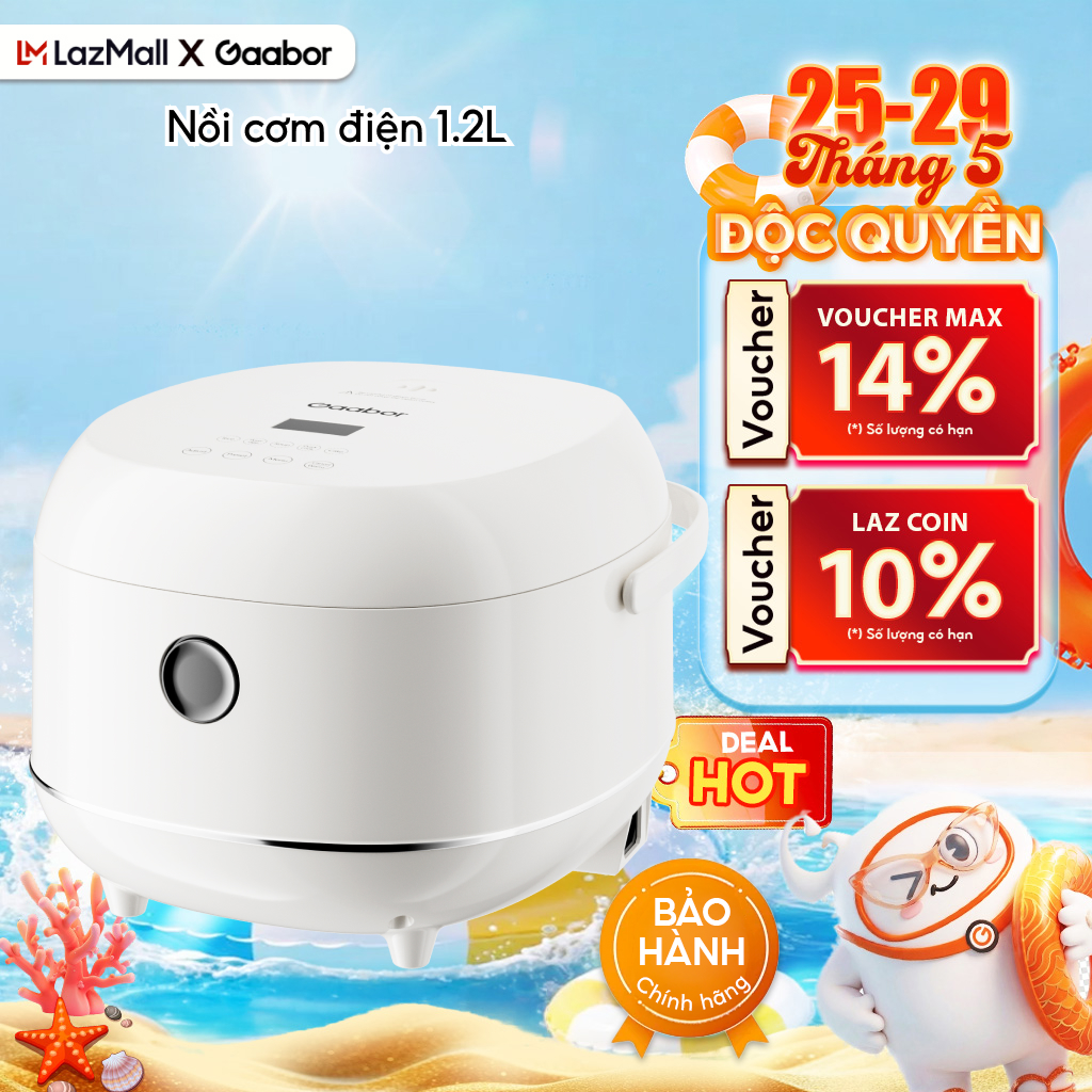 Nồi cơm điện 1.2L Gaabor RC-30T01A 5 chế độ nấu hẹn giờ giữ ấm lên đến 24h - Bảo hành 12 tháng 1 đổi 1