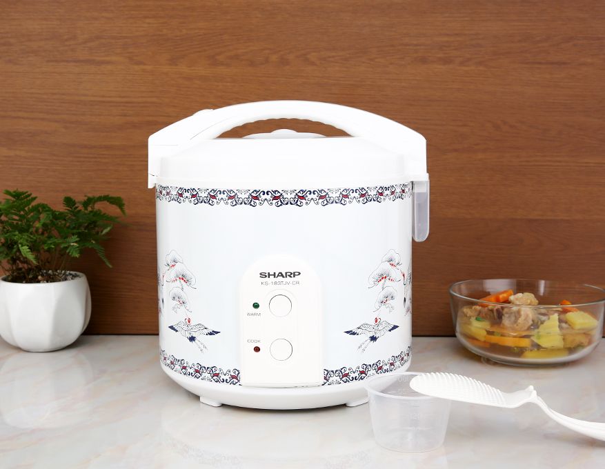 Nồi cơm điện Sharp 1.8 lít KS-183TJV-CR / KS-18TJV Mới 99% sử dụng 4-6 người ăn-Công suất:700 W Lòng nồi chống dính-SX Vietnam Bảo Hành 12 Tháng