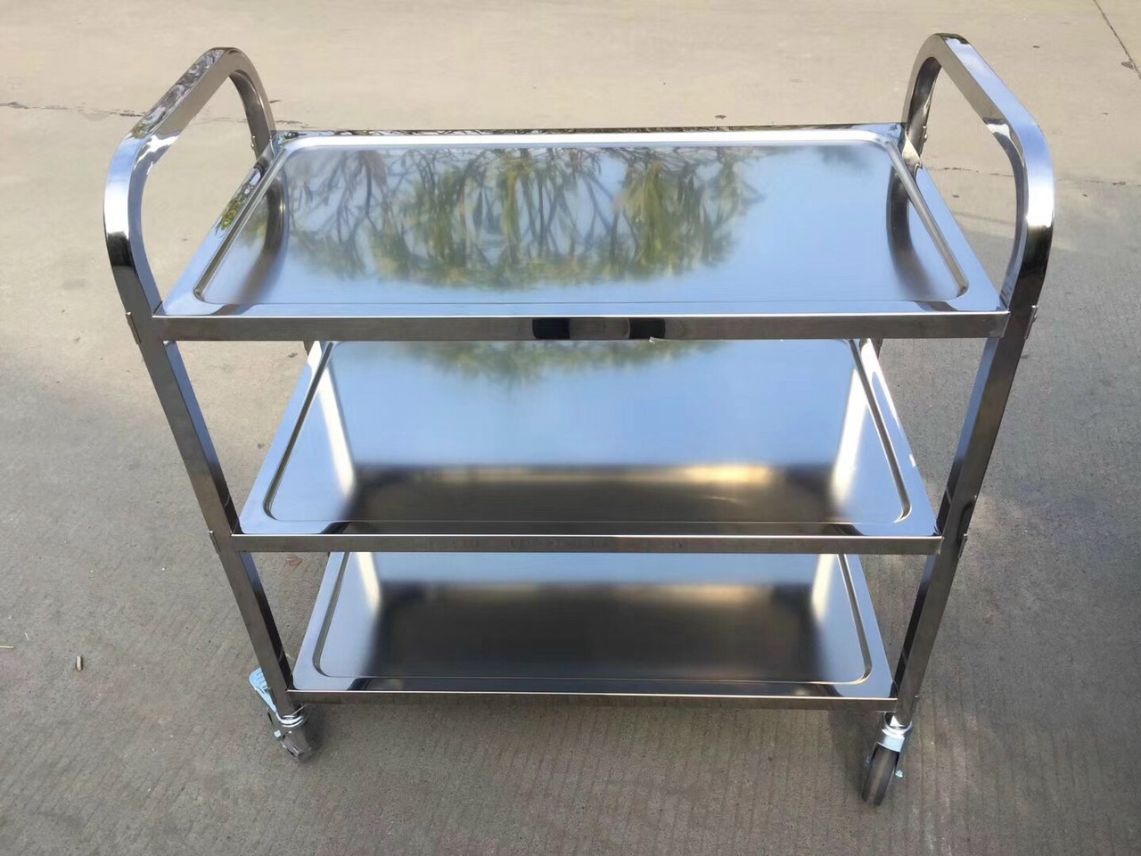 XE ĐẨY THỨC ĂN 3 TẦNG INOX - SIZE LỚN