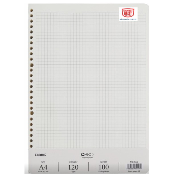 Ruột sổ còng  A4 - 100 tờ; MS: 556, 557,558