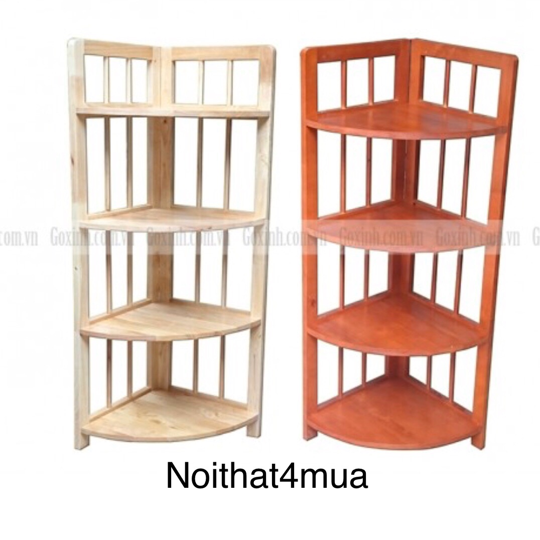 KỆ GÓC 4 TẦNG GỖ CAO SU