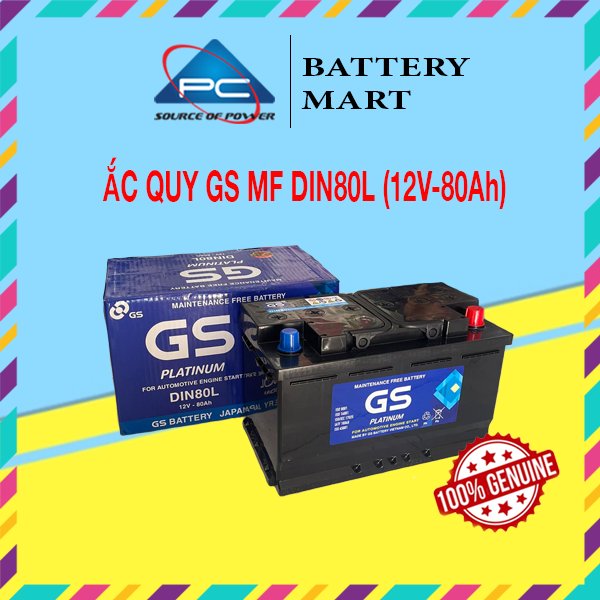 Bình Ắc Quy 12V-80Ah, Ắc Quy Ô Tô GS MF DIN80L
