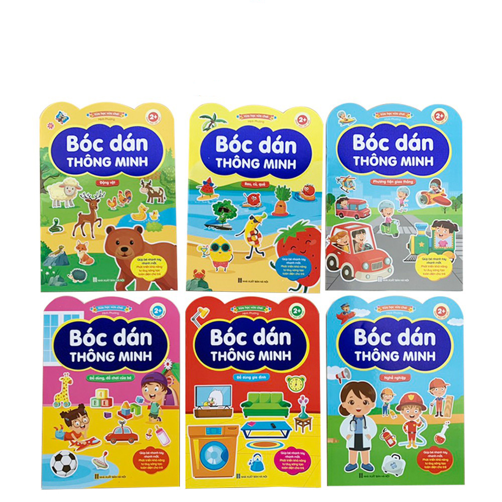 Bộ 6 cuốn 800+ miếng bóc dán thông minh Song ngữ Việt Anh cho bé phát triển tư duy