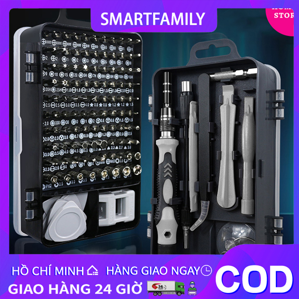 Bộ dụng cụ tua vít và vặn ốc vít đa năng 115 in 1 tay chống trượt đầu vặn hợp kim thép cao cấp