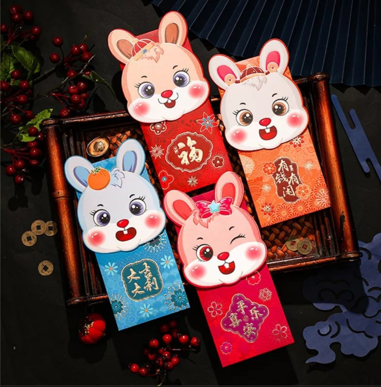 Set 4 bao lì xì thỏ chibi cute