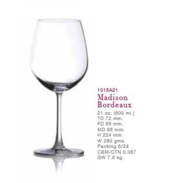 Bộ 6 ly thủy tinh MADISON BORDEAU.X Ocean 600ml - 1015A21