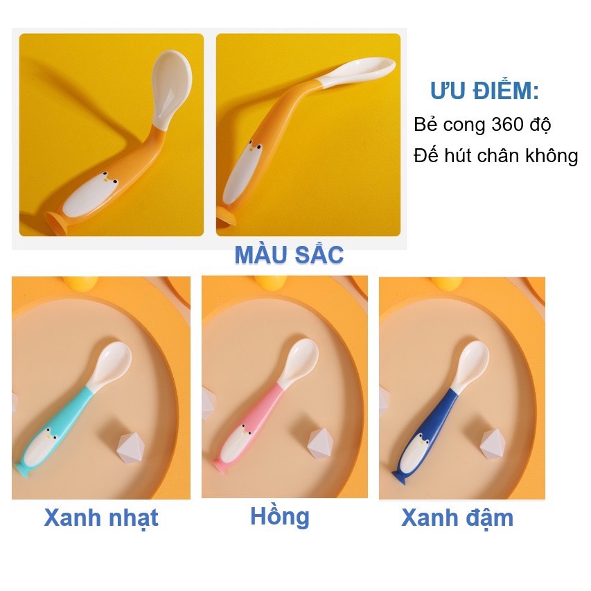 Thìa ăn dặm silicon bẻ cong theo ý thích cho bé