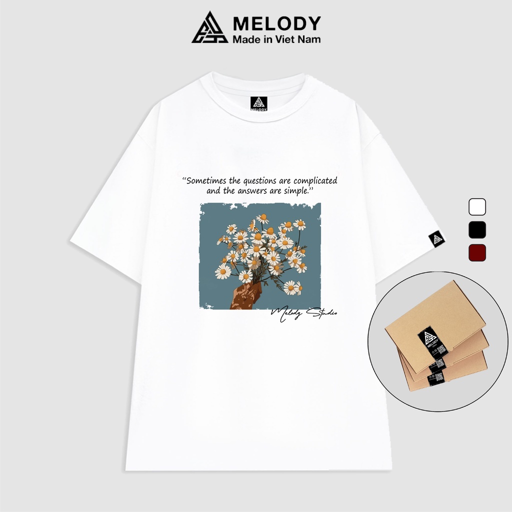 Áo thun unisex nam nữ tay lỡ form rộng oversize melody, áo phông cotton 100% quotesforlife tee