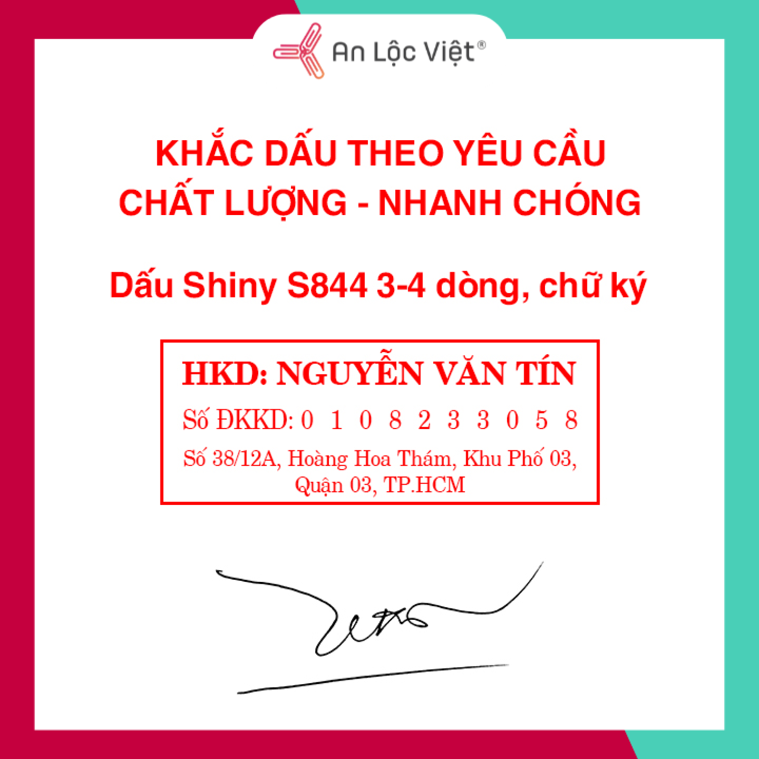 Khắc dấu tên 3 dòng - 4 dòng theo yêu cầu shiny s844