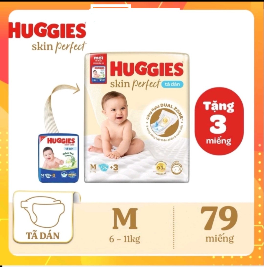 Tã dán huggies skin perfect m76+3 - dành cho bé 6-11kg