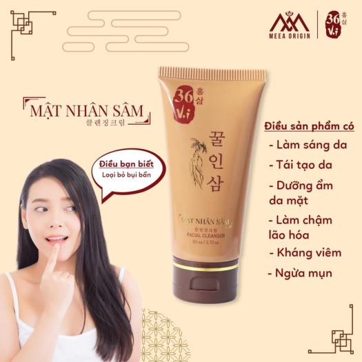 Sữa rửa mặt Mật Nhân Sâm 36 Vị cao mụn sâm đỏ chính hãng
