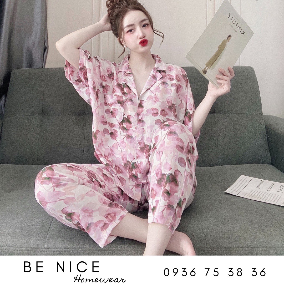 Set pijama tay cánh dơi form rộng nhiều họa tiết