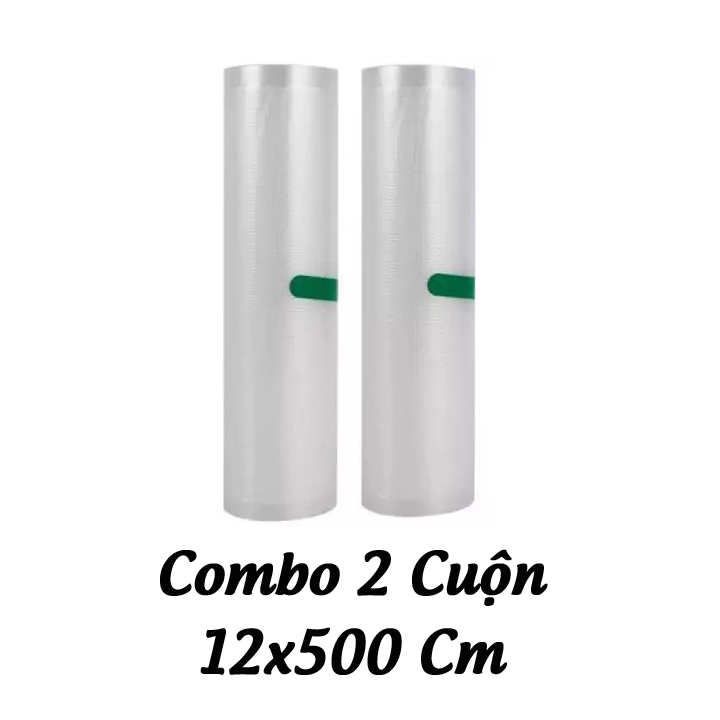 Combo 2 cuộn túi hút chân không thực phẩm 1 mặt nhám, túi hút chân không đầy đủ kích thước dùng được cho mọi loại máy hút