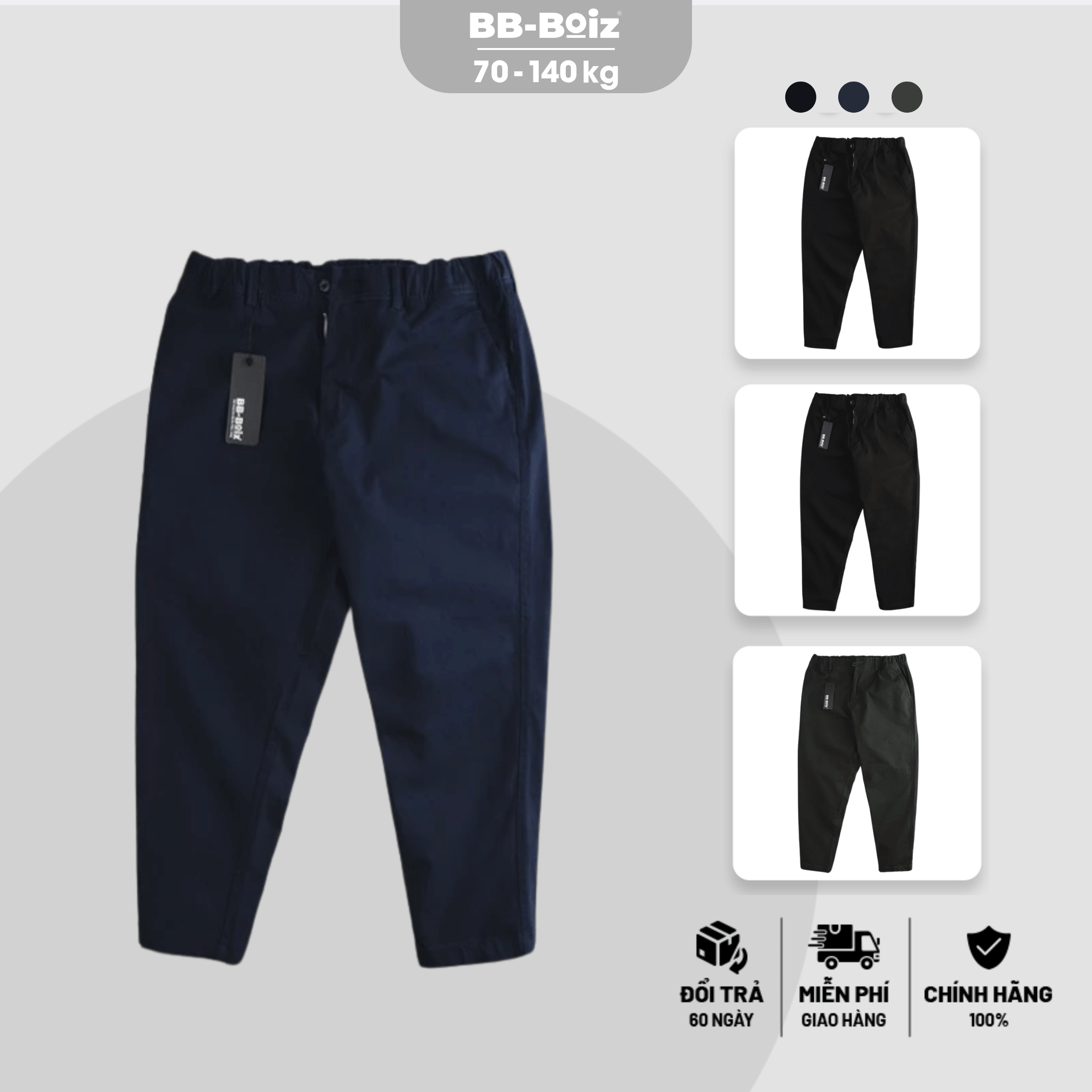 [BigSize] Quần Kaki Lưng Thun Ống Suông Nam BB-Boiz Form Bigsize 80kg - 135kg - Mã  KDLT