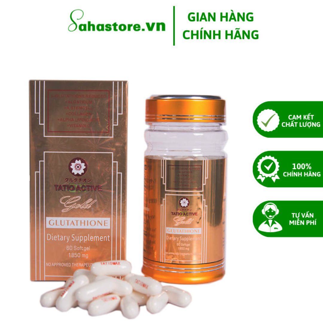 Viên Uống Trắng Da Tatio Active Gold Glutathione 1850mg Nhật Bản Hộp 60  Viên Giúp Làm Đẹp & Tái Tạo Cho Làn Da Căng Mịn Tươi Sáng