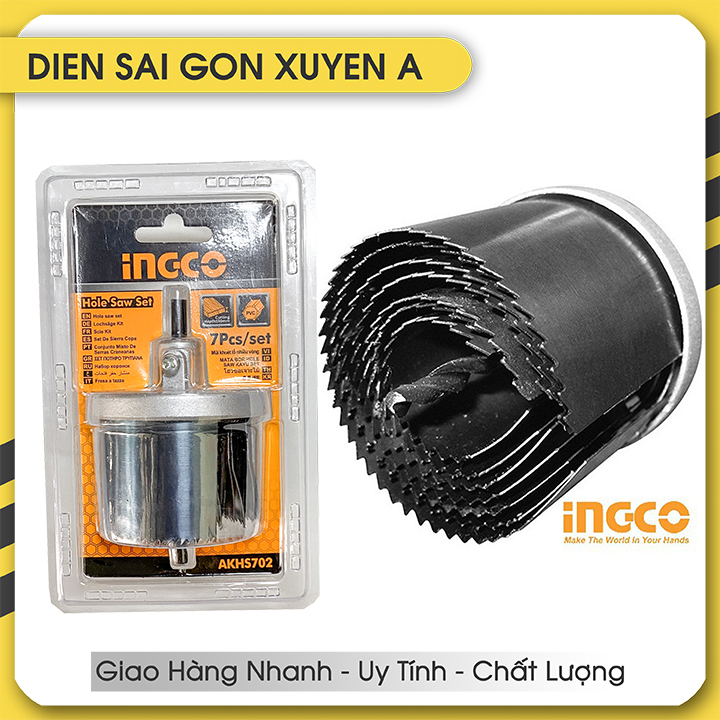 Bộ 7 mũi khoét lỗ gỗ từ 26mm tới 63mm ingco akhs702