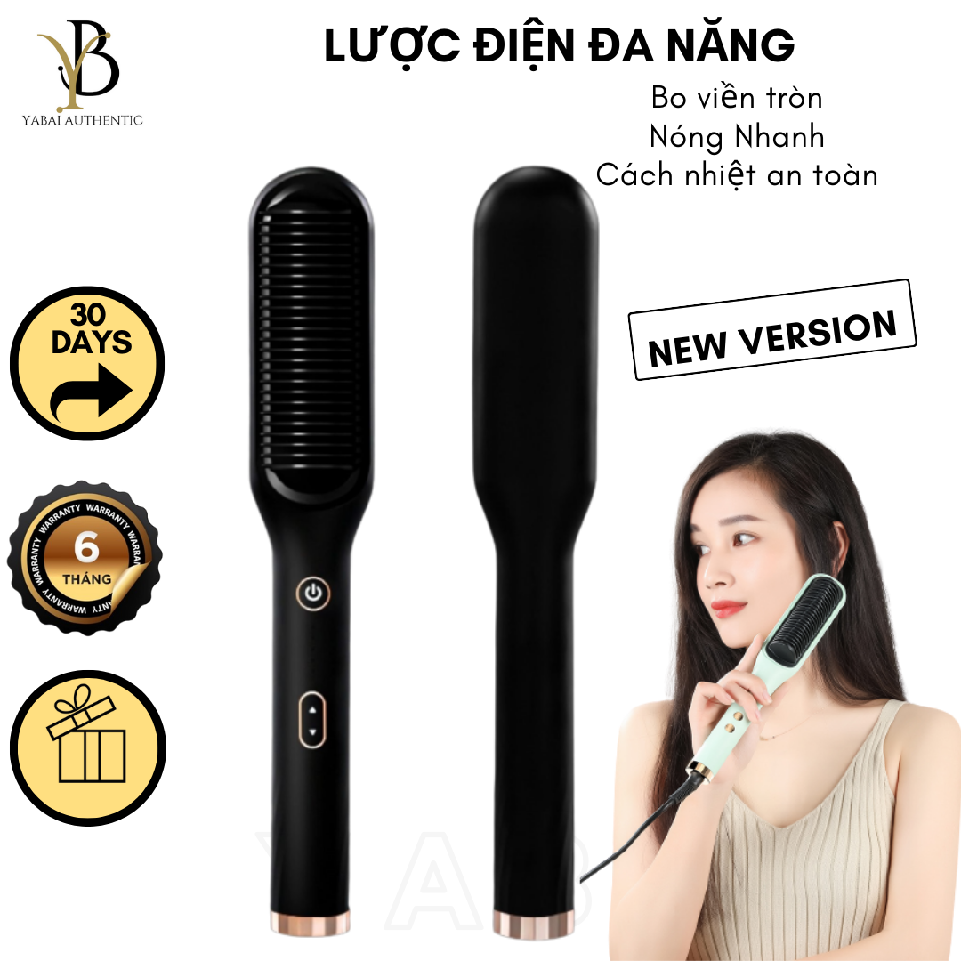 Lược điện chải tóc tạo kiểu uốn thẳng làm tóc uốn tóc ép tóc 3 in 1 YABAI đa năng chuyên nghiệp dành cho salon 5 mức nhiệt nóng nhanh