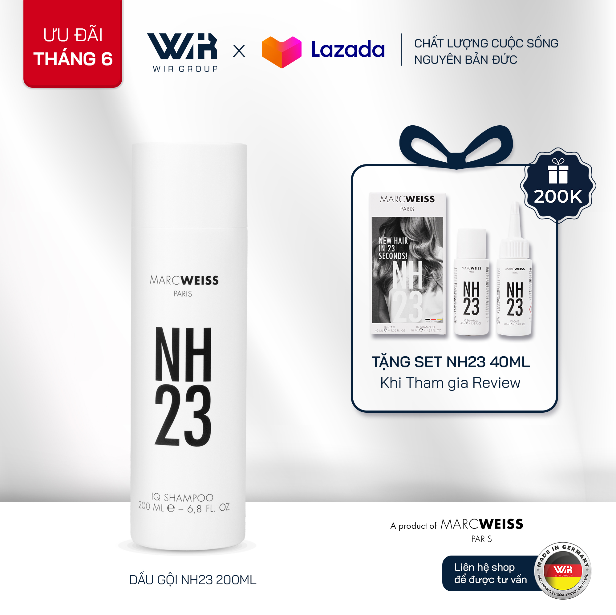 Dầu Gội NH23 IQ CARE 200ml Công Nghệ Tỏa Nhiệt Phục Hồi Tóc Hư Tổn Sau 23s