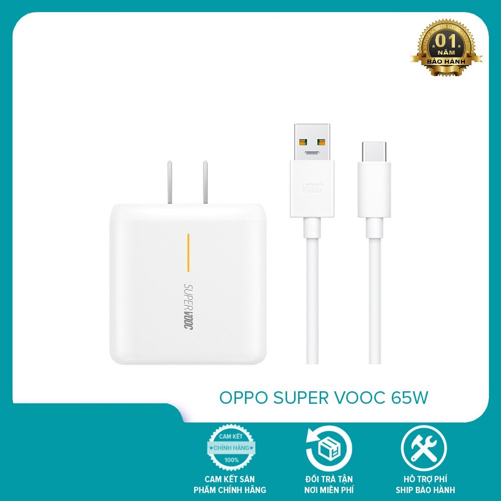 Bộ cốc cáp typec sạc nhanh 65w oppo vca7gach super vooc - công nghệ nhanh hiện nay của oppo