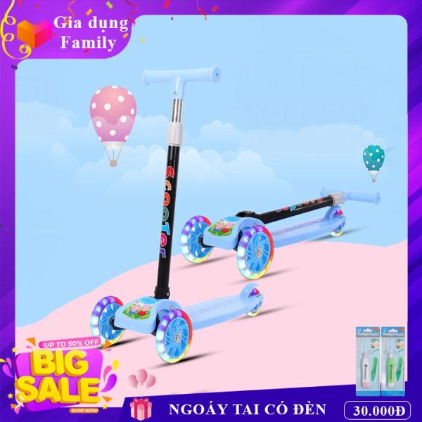 [HCM]Xe trượt Scooter Xe trượt phát sáng - cho bé từ 2 - 8 tuổi Chịu được tải trọng 100kg có 3 bánh. Đồ chơi hoạt động ngoài trời cho bé.Bảo Hành 12 Tháng