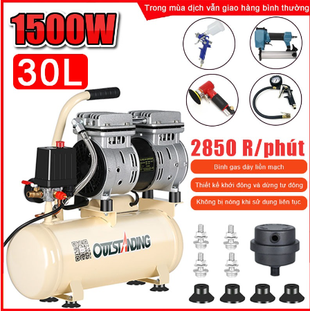 Máy nén khí có dầu 30L 550W | Máy nén khí sạch - Không ồn, Cam kết dây đồng hàng chuần,chuyên dùng bơm hơi,phun sơn