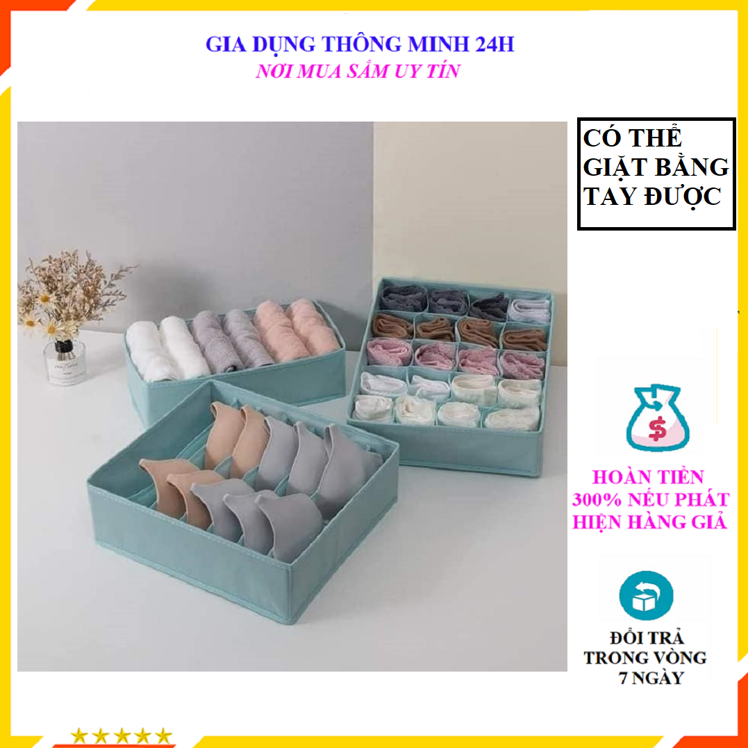 Set 3 Hộp Đựng Đồ Lót Hộp Vải Đựng Đồ Có Khay Chia Ngăn Đựng Đồ Lót Tất Vớ Sắp Xếp Tủ Quần Áo Gọn Gàng.  Hộp Đựng Đồ Đa Năng