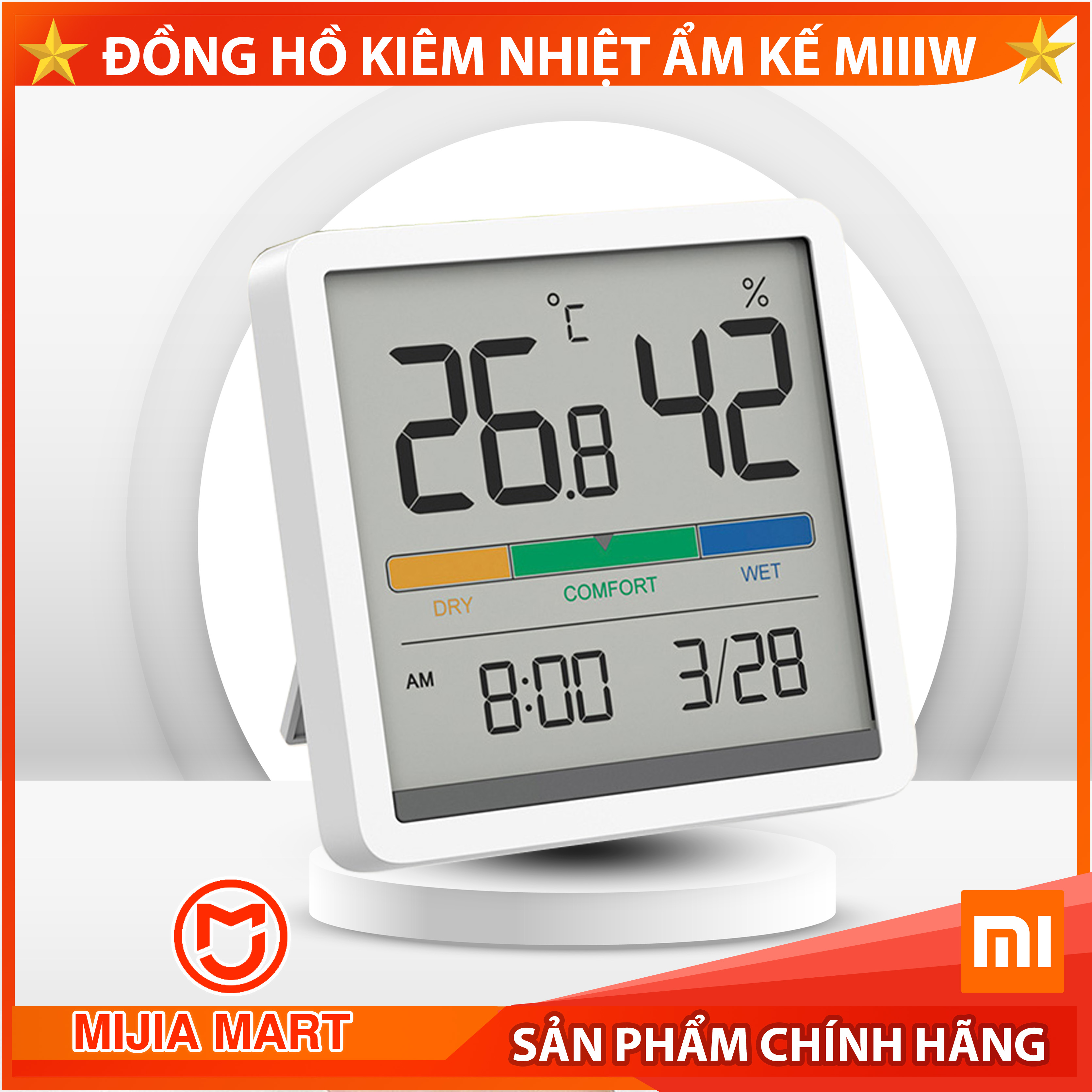 [2021] Đồng hồ Xiaomi, nhiệt ẩm kế MIIIW NK5253, màn hình lớn LCD 3.34 inch