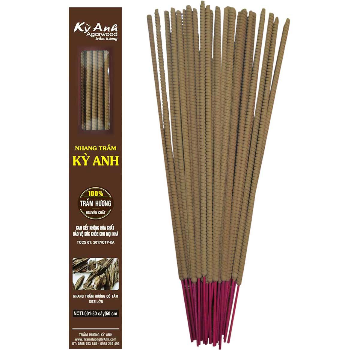 [HCM]Nhang Trầm Hương Kỳ Anh Size Lớn Dài 50 cm 30 cây - NCTL001