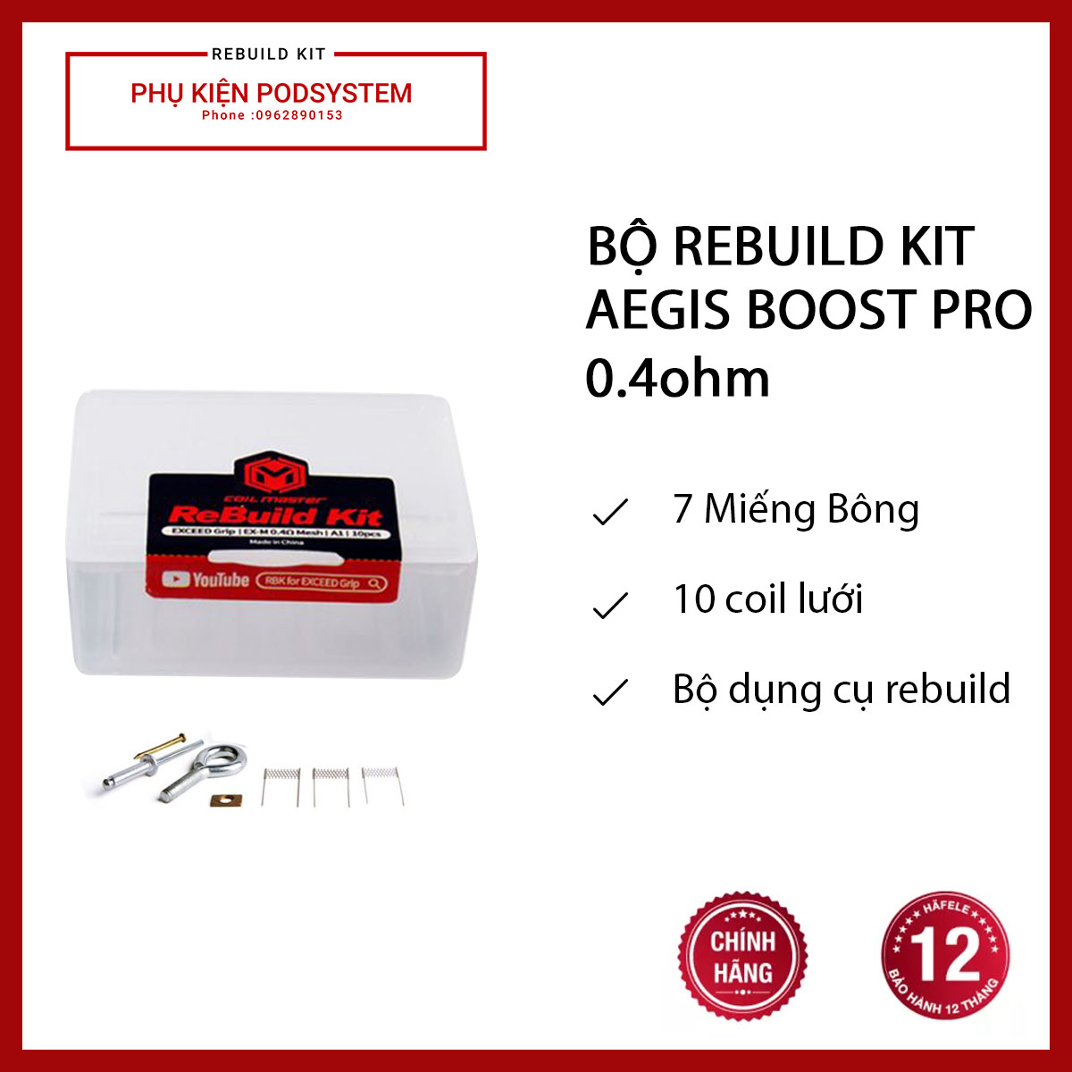 Bộ Rebuild Kit Geekvape Aegis Boost Pro 0.4ohm - Rebuild occ 0.4 cho Geekvape Aegis Boost Pro - Hàng chính hãng