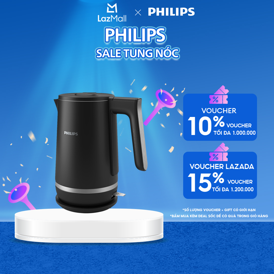 Bình Đun Siêu Tốc 2 Lớp Series 5000 Philips 1.7 Lít HD9395/90 - Hàng Phân Phối Chính Hãng