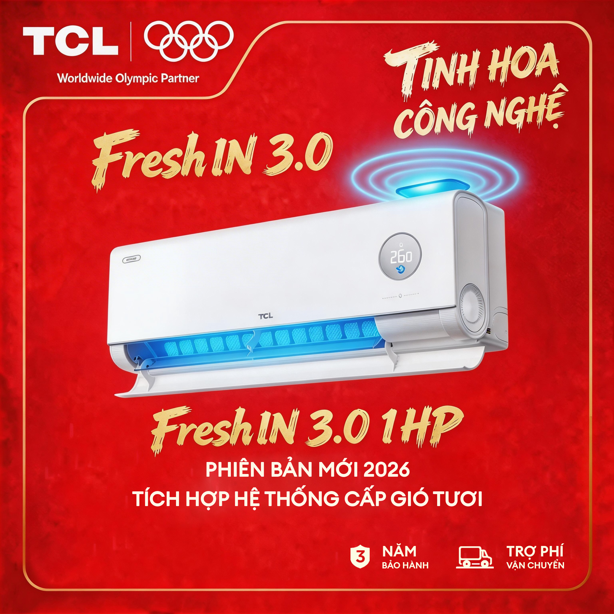【FREE LẮP ĐẶT CƠ BẢN NỘI THÀNH HCM  HN】【FreshIN 3.0 - CAO CẤP】TCL Máy Lạnh Tích hợp Hệ Thống Cấp Khí Tươi - Smart Inverter Tết Kiệm Điện - 1HP TAC-FR10CSV/P7 - Phiên bản mới 2026