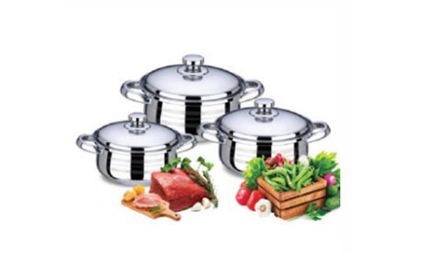Bộ nồi inox matika size16-18-20 loại 1 đáy tiết kiệm gas màu bạc trắng mtk –c1